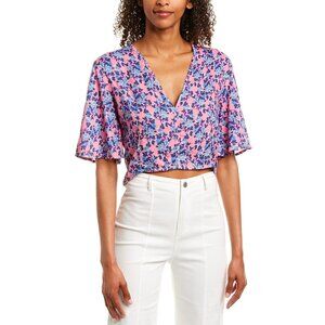 Tiare Hawaii NWT Women's Pink/Blue Floral Print Crop GATSBY Top, Size M/L